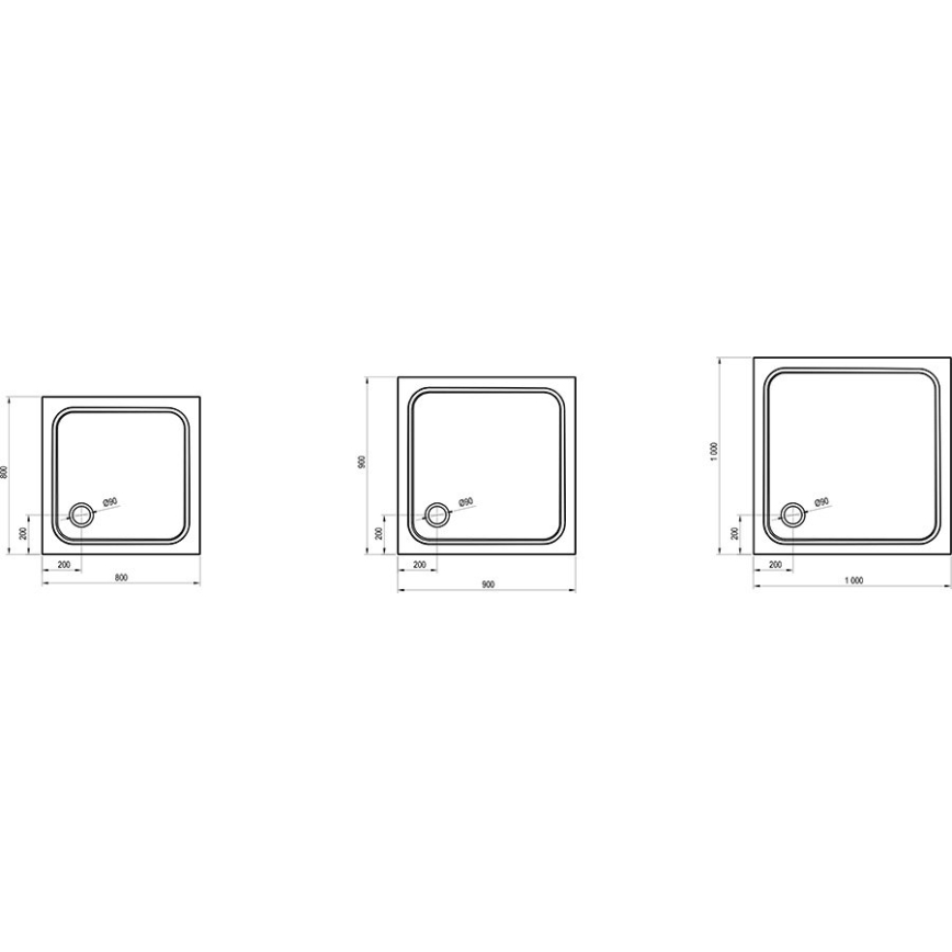 Ravak XA047701010 - PERSEUS négyzetes zuhanytálca 90x90 cm, fehér