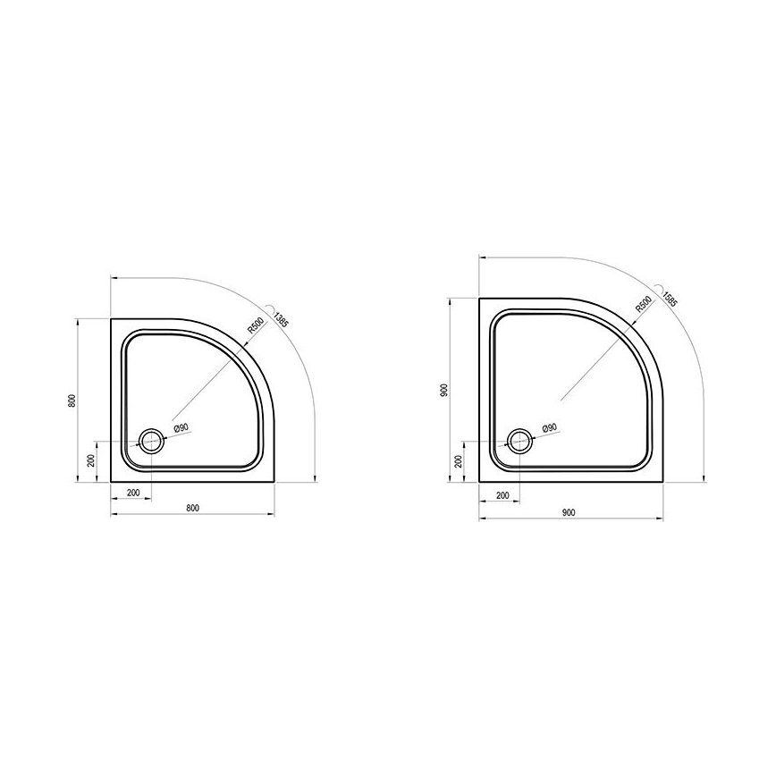 Ravak XA244401010 - Negyedköríves zuhanytálca ELIPSO 80x80 cm fehér