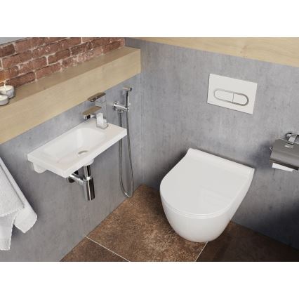 Ravak XJGP1100000 - Falra szerelhető mosdó CHROME 40x22 cm öntött műmárvány/fehér
