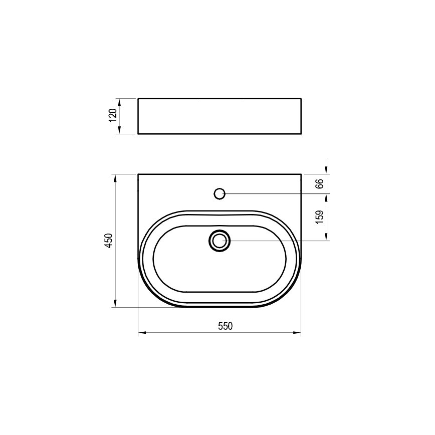 Ravak XJX01155004 - CERAMIC SLIM 55x45 cm pultmosdó, kerámia/fehér