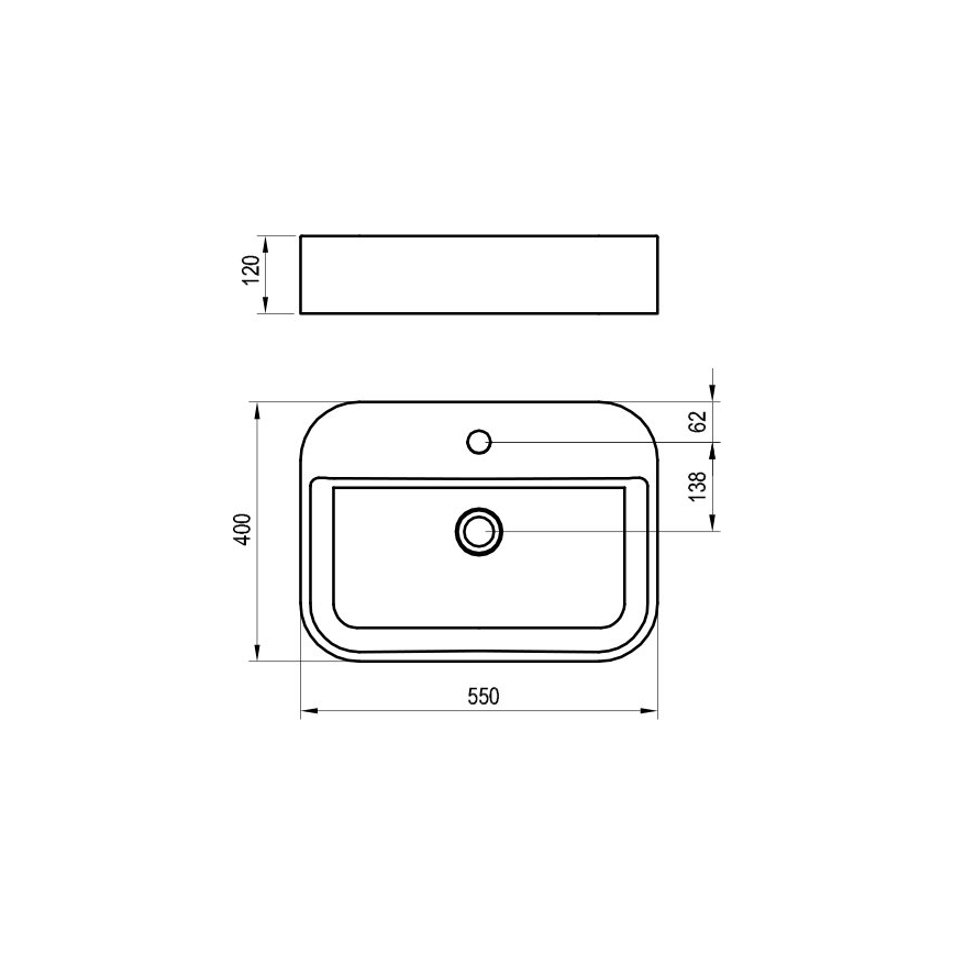 Ravak XJX01155005 - CERAMIC SLIM ráépíthető mosdó 55x40 cm kerámia/fehér