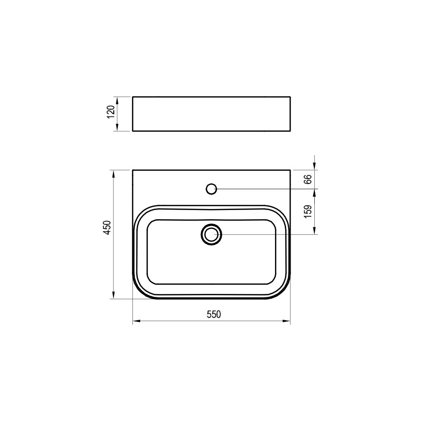 Ravak XJX01155006 - Pultlapra szerelhető CERAMIC SLIM mosdó 55x45 cm kerámia/fehér