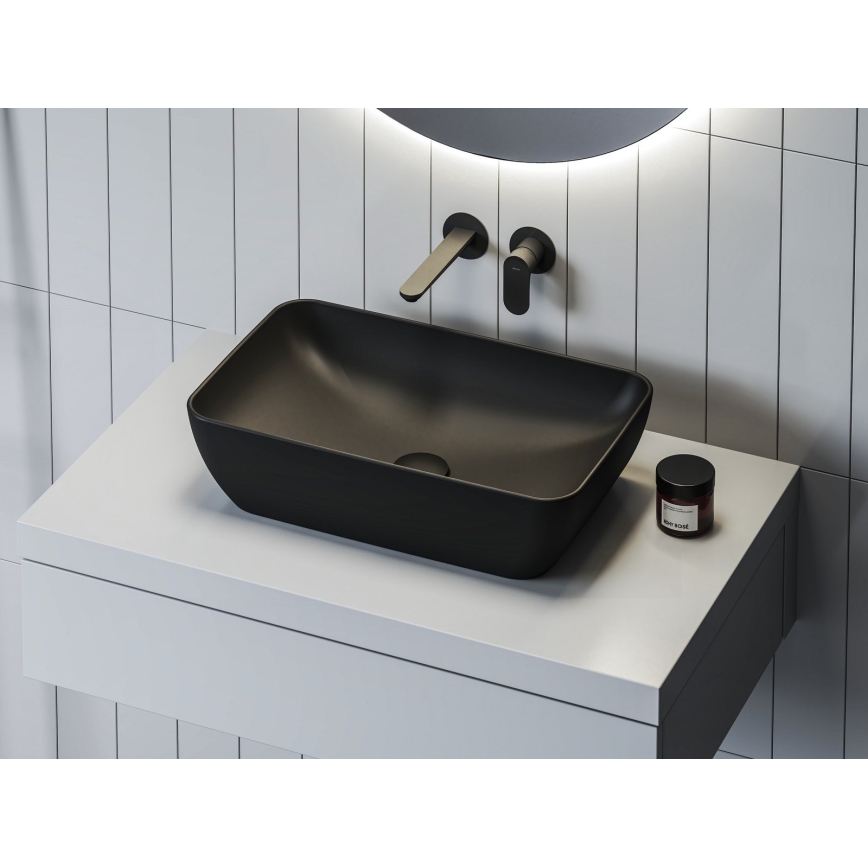 Ravak XJX0D150000 - Ráépített mosdó CERAMIC SLIM 50x31 cm kerámia/fekete