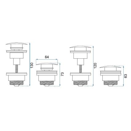 REA-A5216 - Mosdó leeresztő CLICK-CLACK, átmérő 6,4 cm, fekete