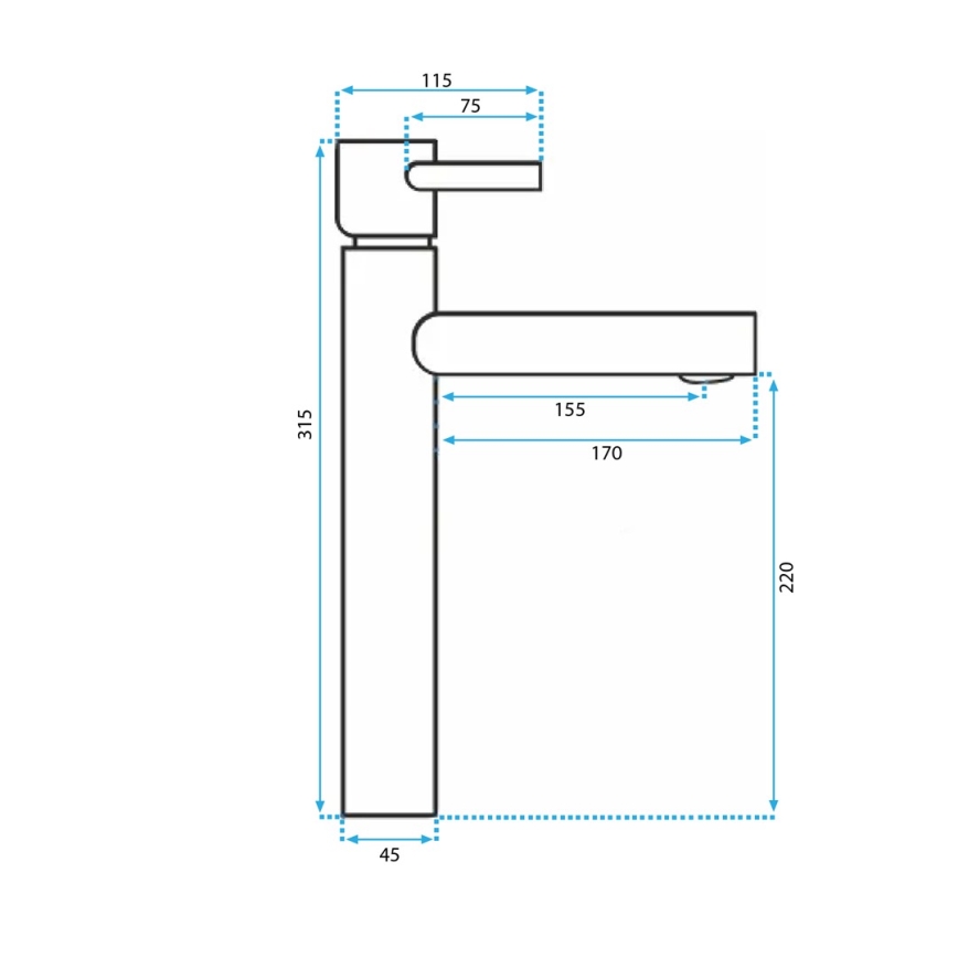 REA-B0229 - TESS mosdócsaptelep, 31,5 cm, fekete
