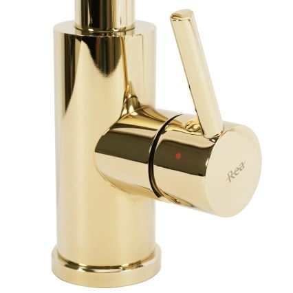 REA-B0669 - FRESH mosogató csaptelep kihúzható zuhanyfejjel, 39,5 cm, aranyszínű