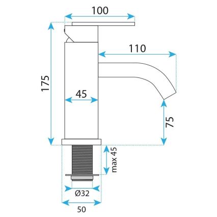 REA-B0970 - ONTARIO mosdócsaptelep, 17,5 cm, szálcsiszolt réz