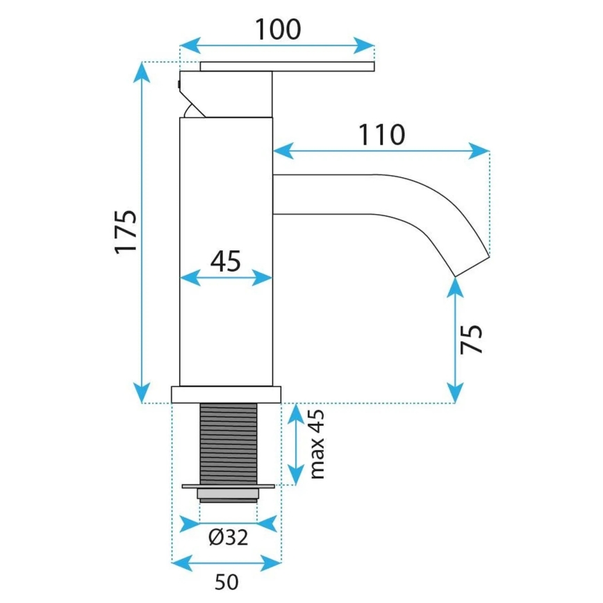 REA-B0970 - ONTARIO mosdócsaptelep, 17,5 cm, szálcsiszolt réz