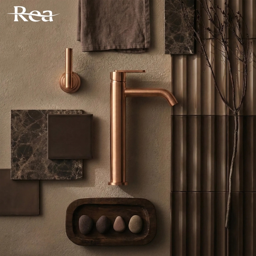 REA-B0971 - ONTARIO 30 cm mosdócsaptelep, szálcsiszolt réz