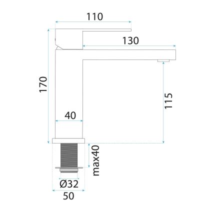 REA-B0976 - ARLO 17 cm-es mosdócsaptelep, szálcsiszolt arany
