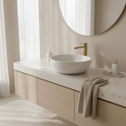 REA-B0977 - ARLO 30 cm mosdócsaptelep, szálcsiszolt arany