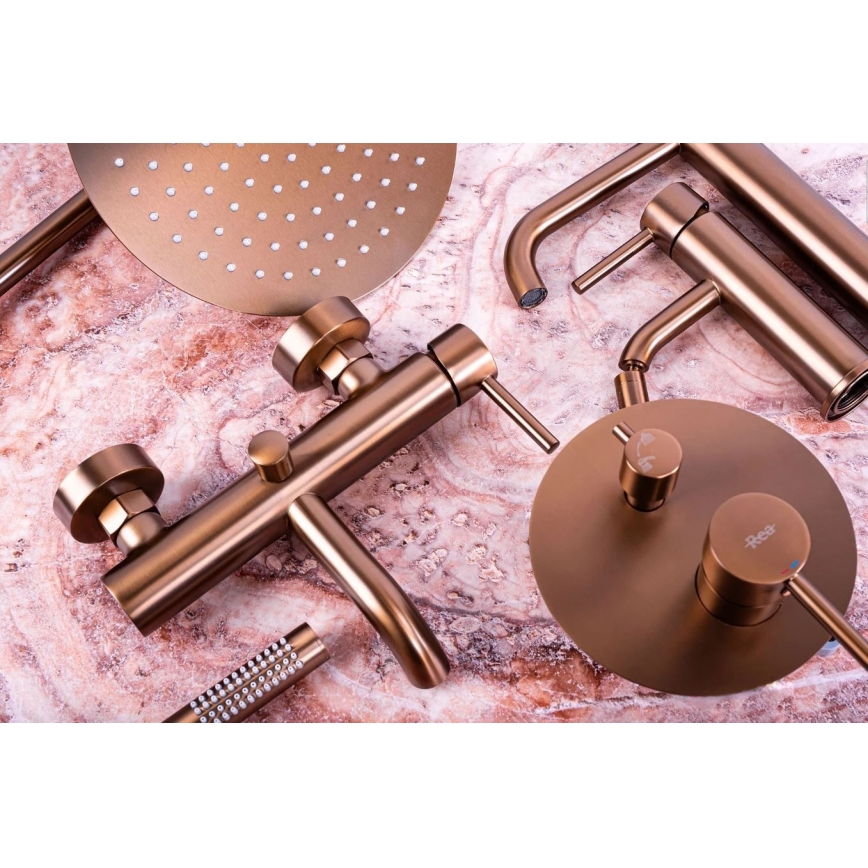 REA-B1112 - Mosdócsaptelep LUNGO 16,5 cm szálcsiszolt réz