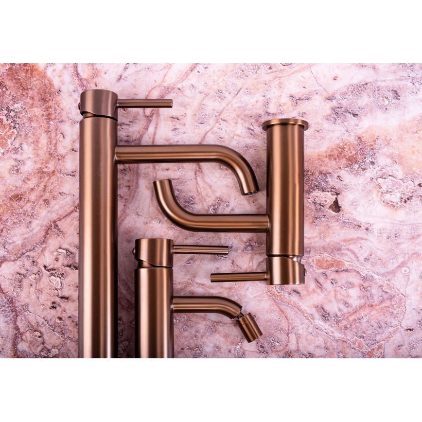 REA-B1112 - Mosdócsaptelep LUNGO 16,5 cm szálcsiszolt réz