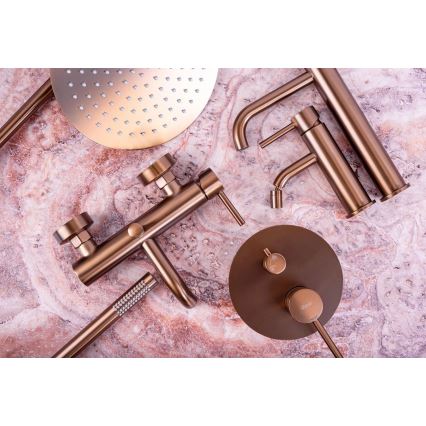 REA-B1112 - Mosdócsaptelep LUNGO 16,5 cm szálcsiszolt réz