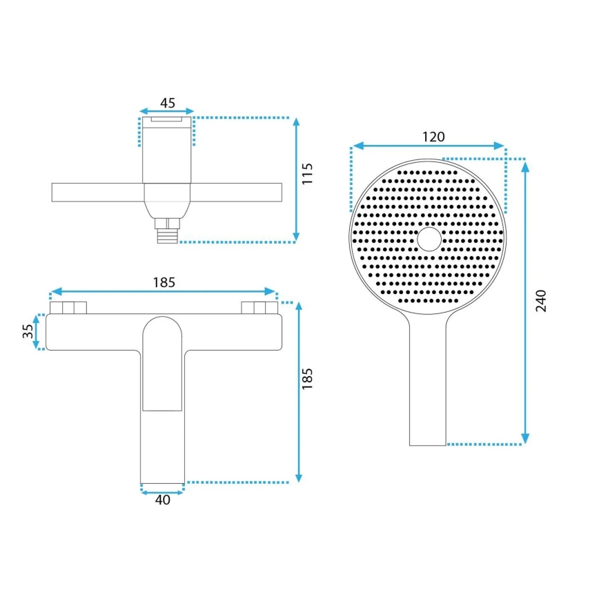 REA-B1156 - AVALON fürdőkád-szett, fényes króm