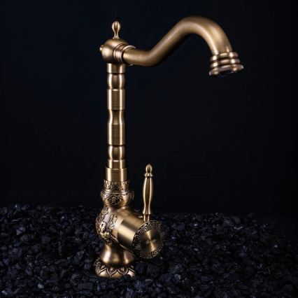 REA-B2500 - VENICE RETRO 32 cm szálcsiszolt arany mosdócsaptelep