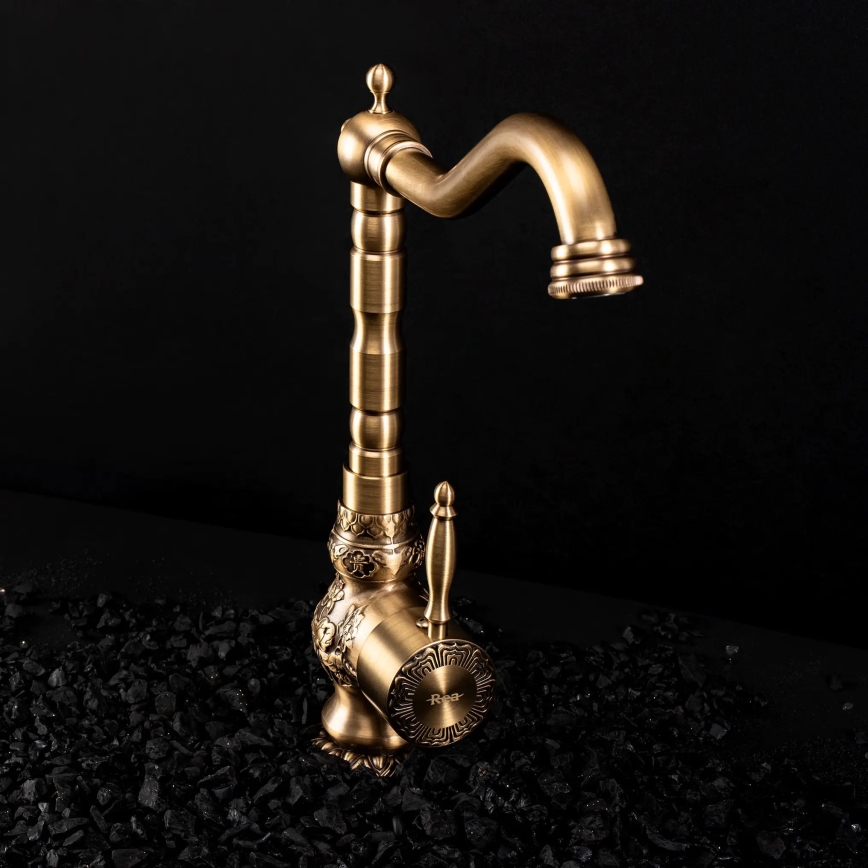 REA-B2500 - VENICE RETRO 32 cm szálcsiszolt arany mosdócsaptelep
