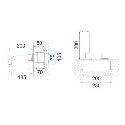 REA-B4109 - Rejtett beépítésű mosdócsaptelep LUNGO, szálcsiszolt arany