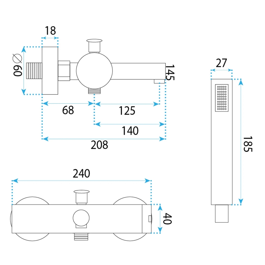 REA-B4525 - PIXEL kádszett, fényes króm