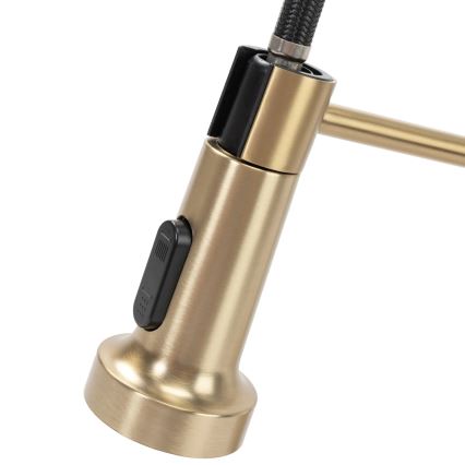 REA-B4821 - COLIN mosogató csaptelep kihúzható zuhanyfejjel, 42,5 cm, szálcsiszolt arany