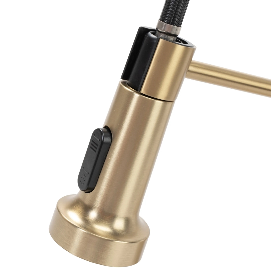 REA-B4821 - COLIN mosogató csaptelep kihúzható zuhanyfejjel, 42,5 cm, szálcsiszolt arany