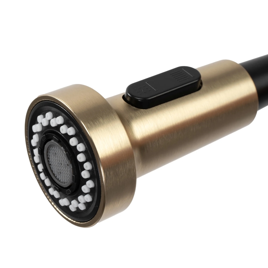 REA-B4821 - COLIN mosogató csaptelep kihúzható zuhanyfejjel, 42,5 cm, szálcsiszolt arany