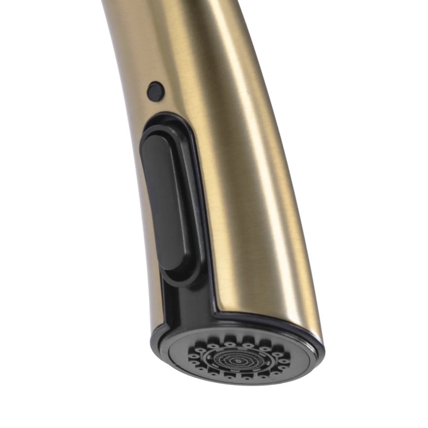 REA-B5312 - ROSS 43 cm kihúzható zuhanyfejjel ellátott mosogató csaptelep, szálcsiszolt arany