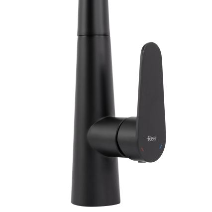 REA-B5313 - ROSS kihúzható zuhanyfejes mosogató csaptelep, 43 cm, fekete