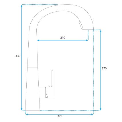 REA-B5313 - ROSS kihúzható zuhanyfejes mosogató csaptelep, 43 cm, fekete