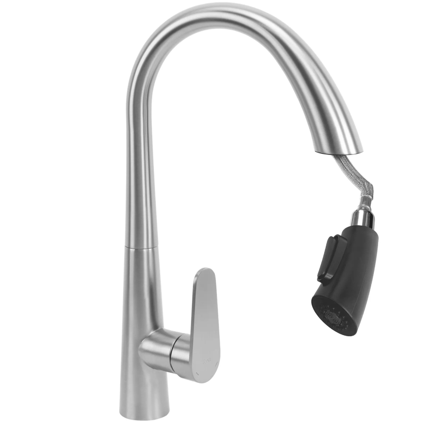 REA-B5314 - ROSS kihúzható zuhanyfejes konyhai csaptelep, 43 cm, nikkelezett