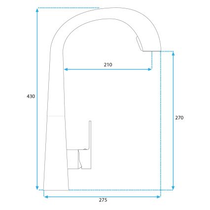 REA-B5314 - ROSS kihúzható zuhanyfejes konyhai csaptelep, 43 cm, nikkelezett