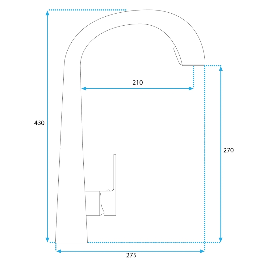 REA-B5314 - ROSS kihúzható zuhanyfejes konyhai csaptelep, 43 cm, nikkelezett