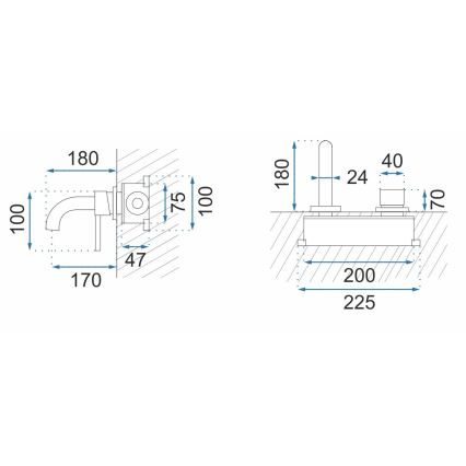 REA-B5332 - OWEN fekete falba süllyesztett mosdócsaptelep