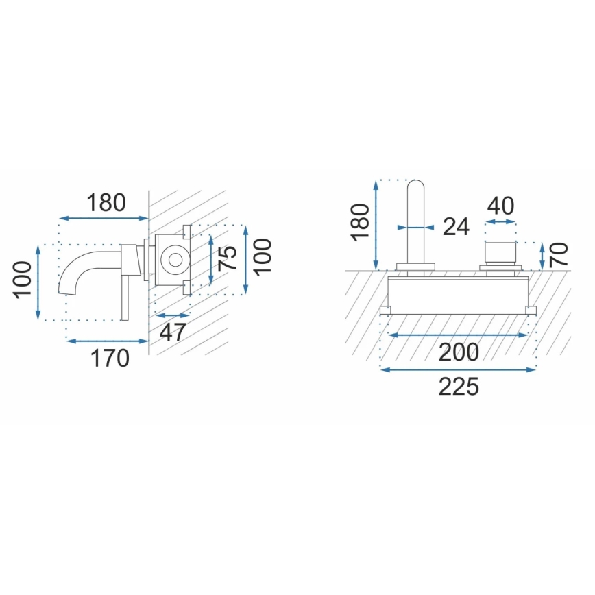 REA-B5332 - OWEN fekete falba süllyesztett mosdócsaptelep