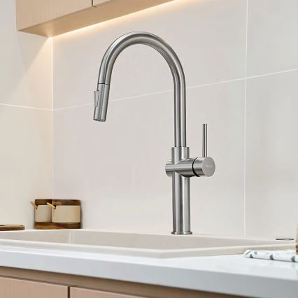 REA-B6330 - Mosogató csaptelep kihúzható zuhanyfejjel FRESH 45 cm nikkel