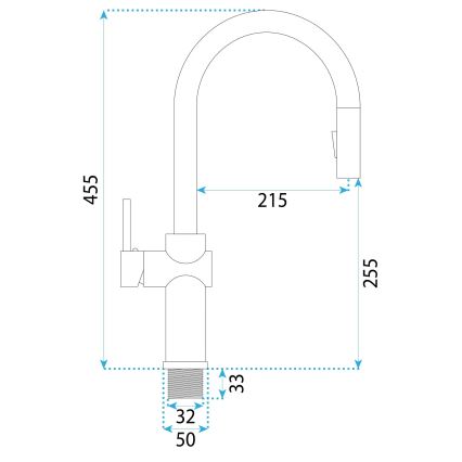 REA-B6330 - Mosogató csaptelep kihúzható zuhanyfejjel FRESH 45 cm nikkel