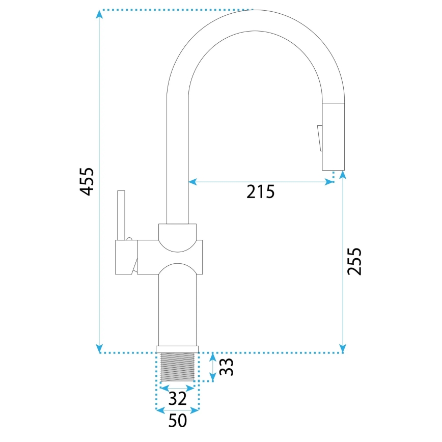 REA-B6330 - Mosogató csaptelep kihúzható zuhanyfejjel FRESH 45 cm nikkel