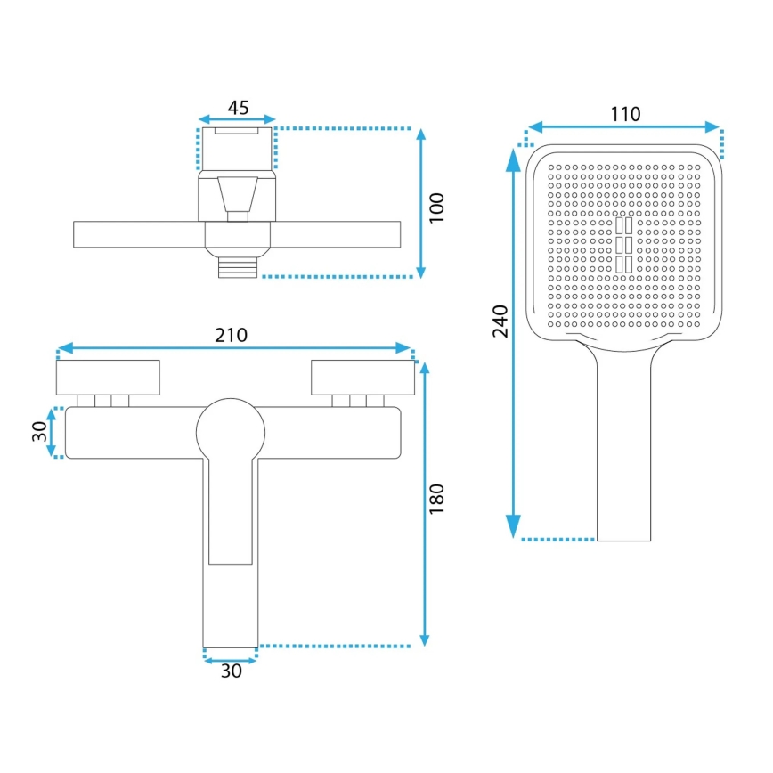REA-B6407 - ARGUS matt fekete kádcsaptelep szett