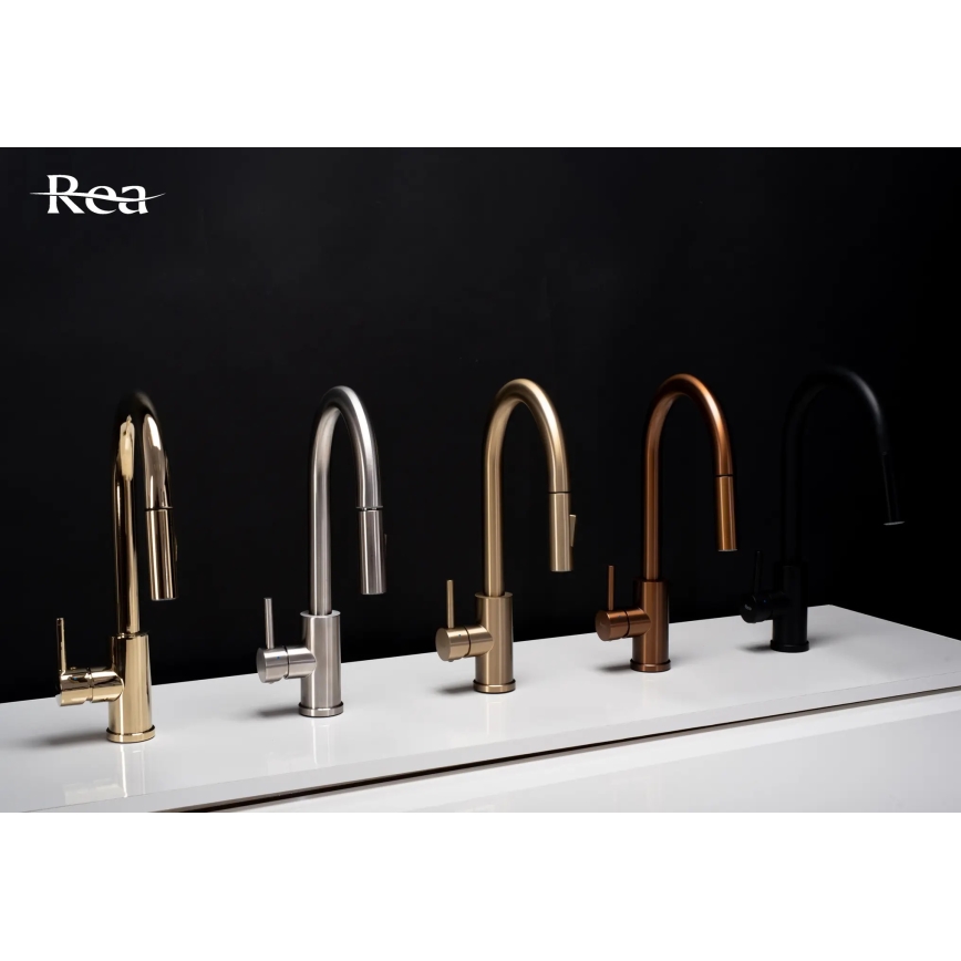 REA-B6560 - Mosogató csaptelep kihúzható zuhanyfejjel FRESH, 45 cm-es, szálcsiszolt réz
