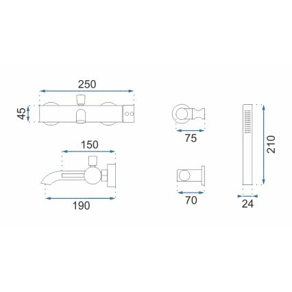 REA-B6635 - LUNGO fürdőkád-szett arany