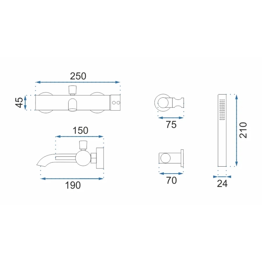 REA-B6635 - LUNGO fürdőkád-szett arany