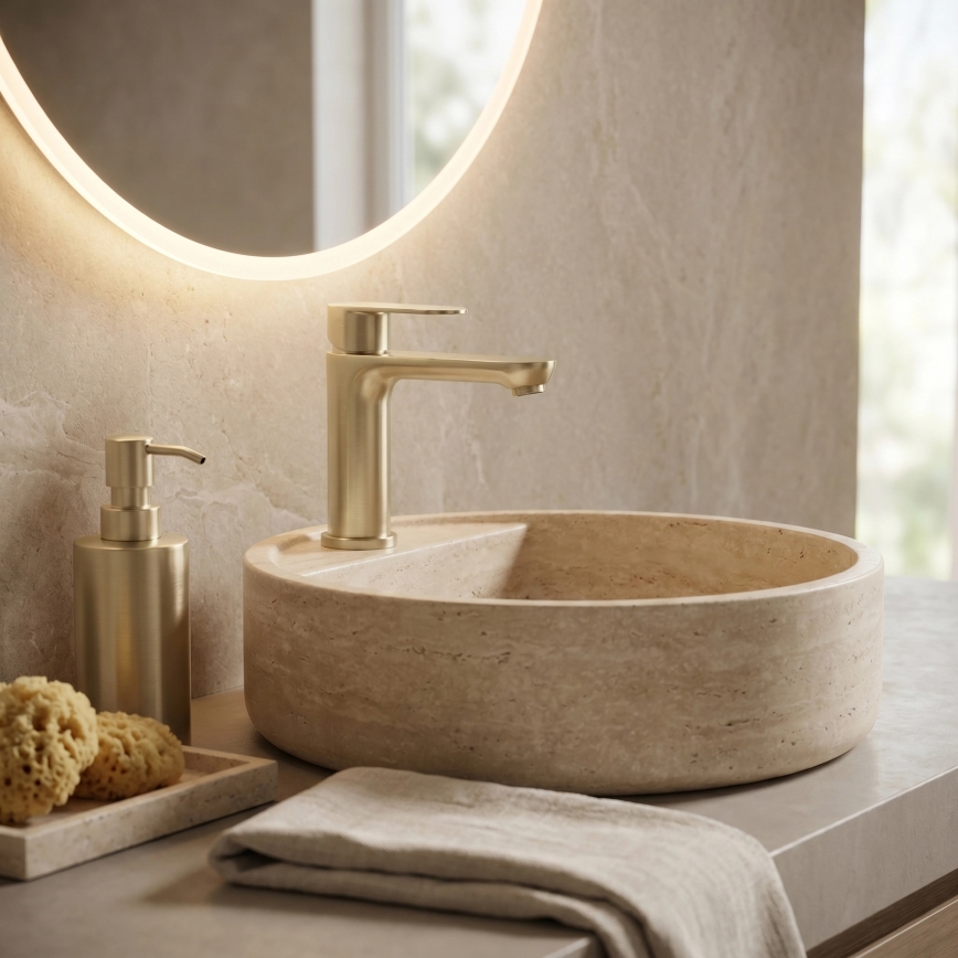 REA-B6697 - LOGAN 18,5 cm-es mosdócsaptelep, szálcsiszolt arany