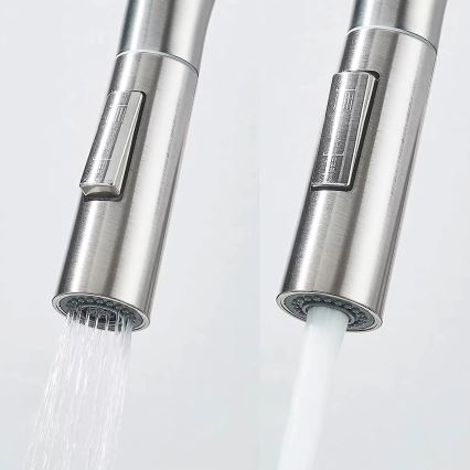 REA-B7564 - Mosogató csaptelep kihúzható zuhanyfejjel és ECO FRESH szűréssel, 37,5 cm, nikkel