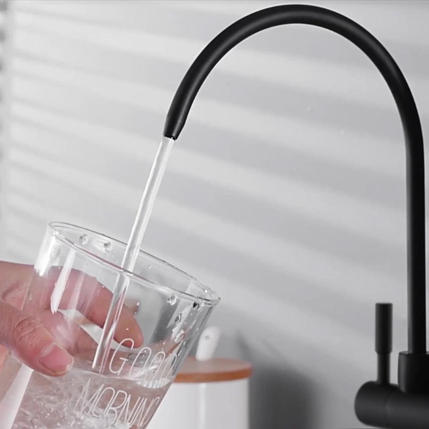 REA-B7564 - Mosogató csaptelep kihúzható zuhanyfejjel és szűrővel ECO FRESH 37,5 cm matt fekete