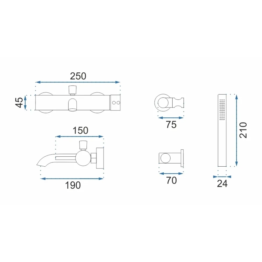 REA-B8010 - LUNGO fürdőkád-csaptelep készlet szálcsiszolt arany