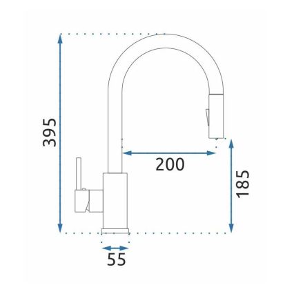 REA-B9148 - FRESH mosogató csaptelep kihúzható zuhanyfejjel, 39,5 cm, szálcsiszolt arany
