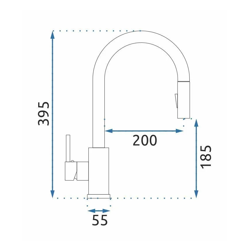 REA-B9148 - FRESH mosogató csaptelep kihúzható zuhanyfejjel, 39,5 cm, szálcsiszolt arany
