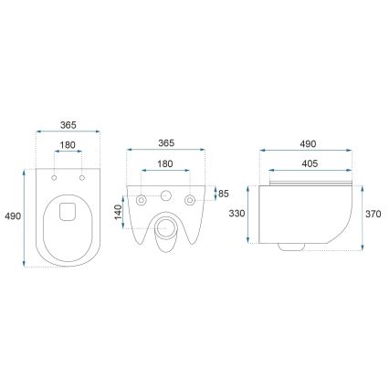 REA-C1259 - Fali WC ülőkével CARLO MINI TORNADO RIMLESS kerámia/fényes fehér