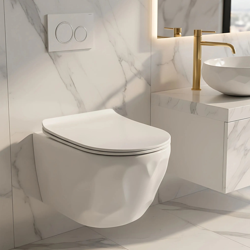 REA-C1652 - Fali WC GUSTAVO RIMLESS ülőkefével, kerámia/fehér