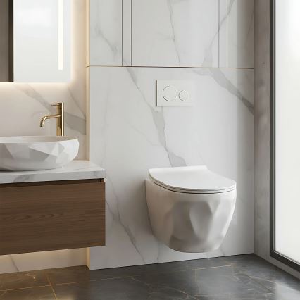 REA-C1652 - Fali WC GUSTAVO RIMLESS ülőkefével, kerámia/fehér